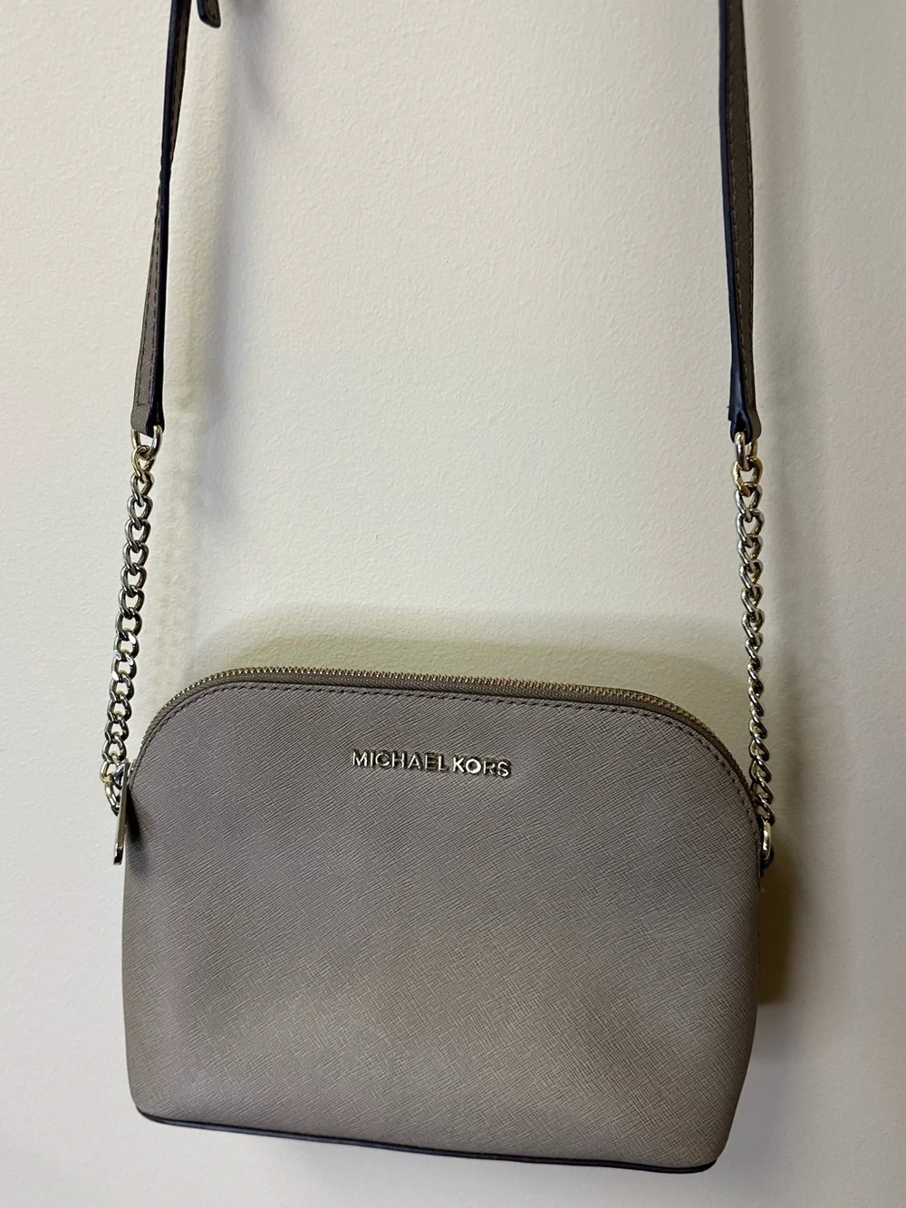 Michael Kors Gray-Taupe Crossbody Bag with Chain Strap